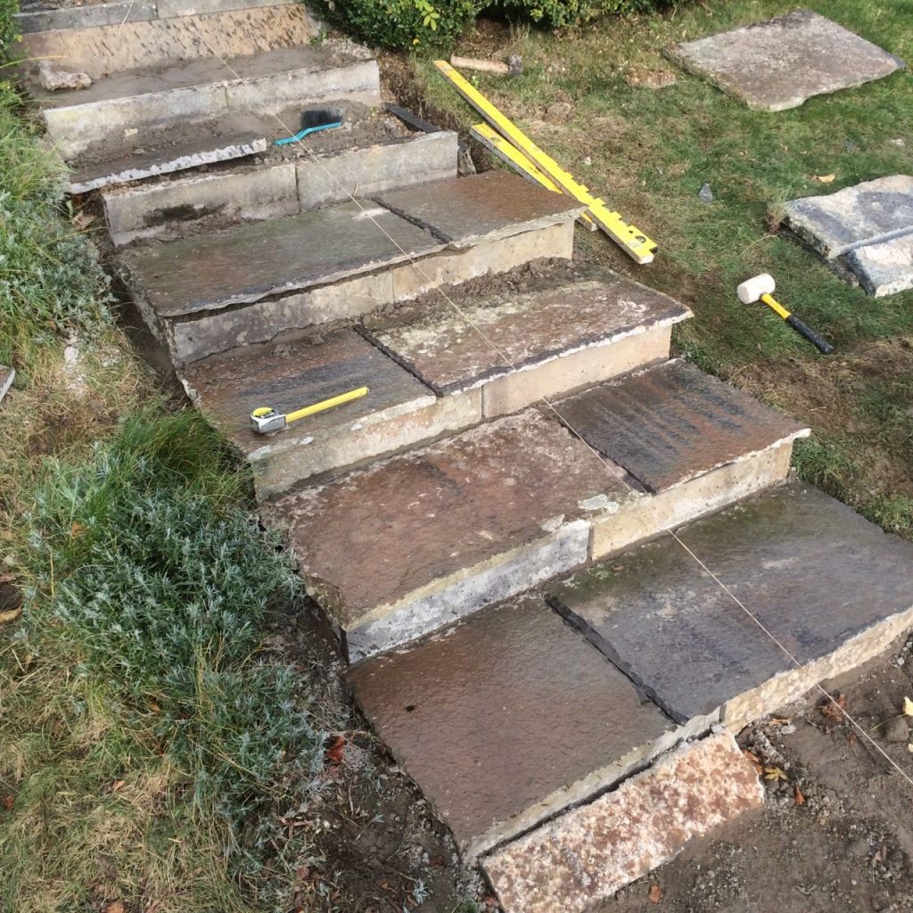 Reclaimed Caithness flags used for stairs